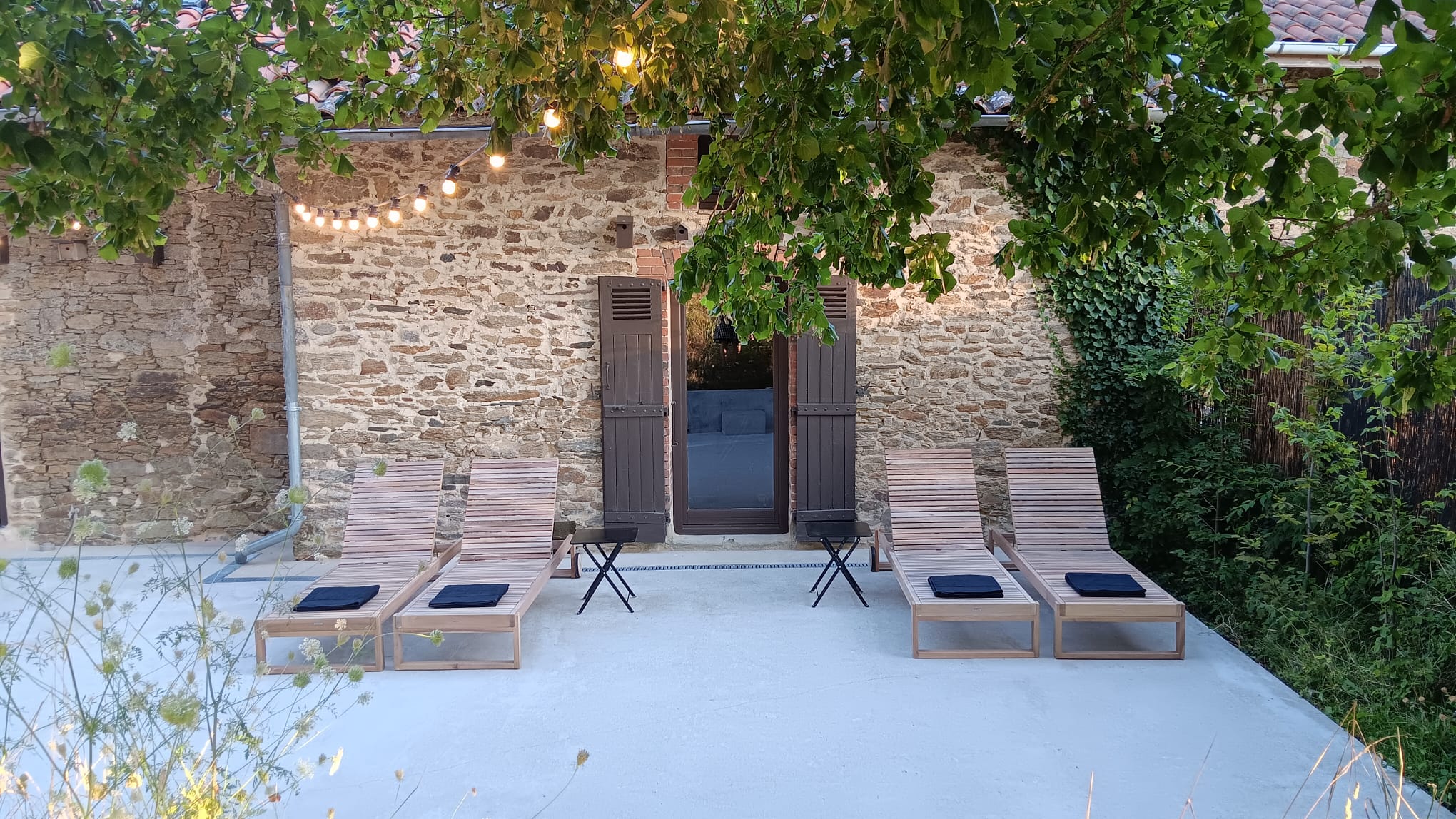 sun loungers on terrace